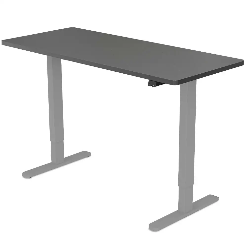 Fortia Sit Stand Standing Desk, 120x60cm, 72-118cm Height Adjustable, 70kg Load, Black/Silver Frame