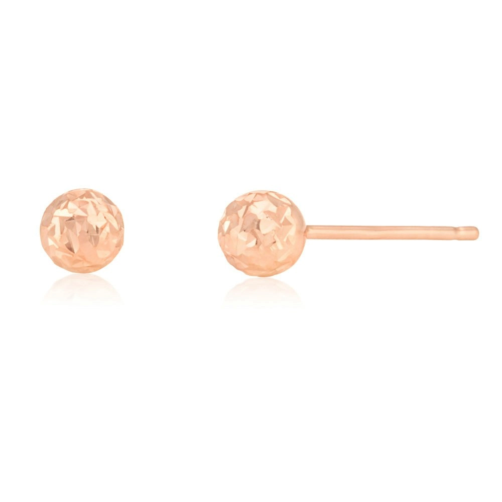 9CT Rose Gold Round 4MM Ball Studs