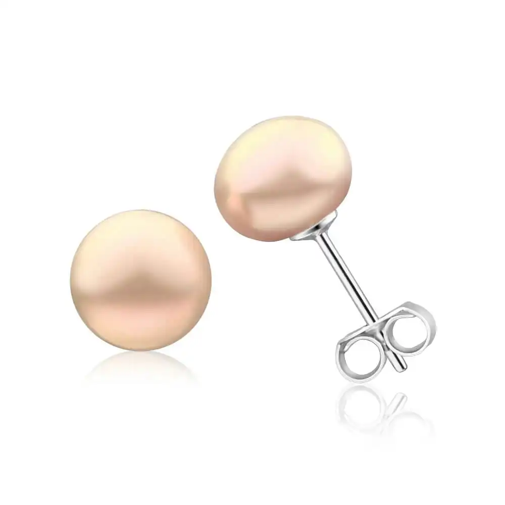 Sterling Silver Pink Freshwater Pearl Stud Earrings