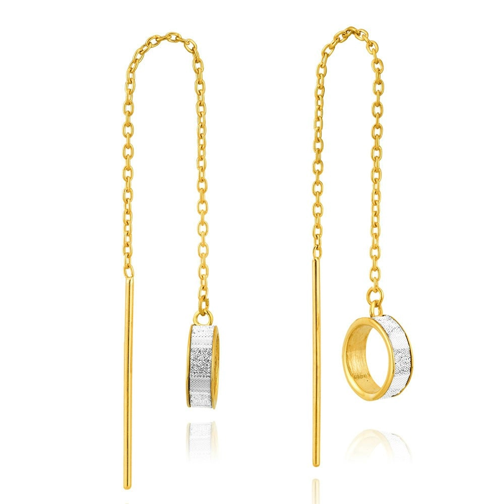 9ct Yellow Gold Stardust Open Circle Thread Silverfilled Earrings