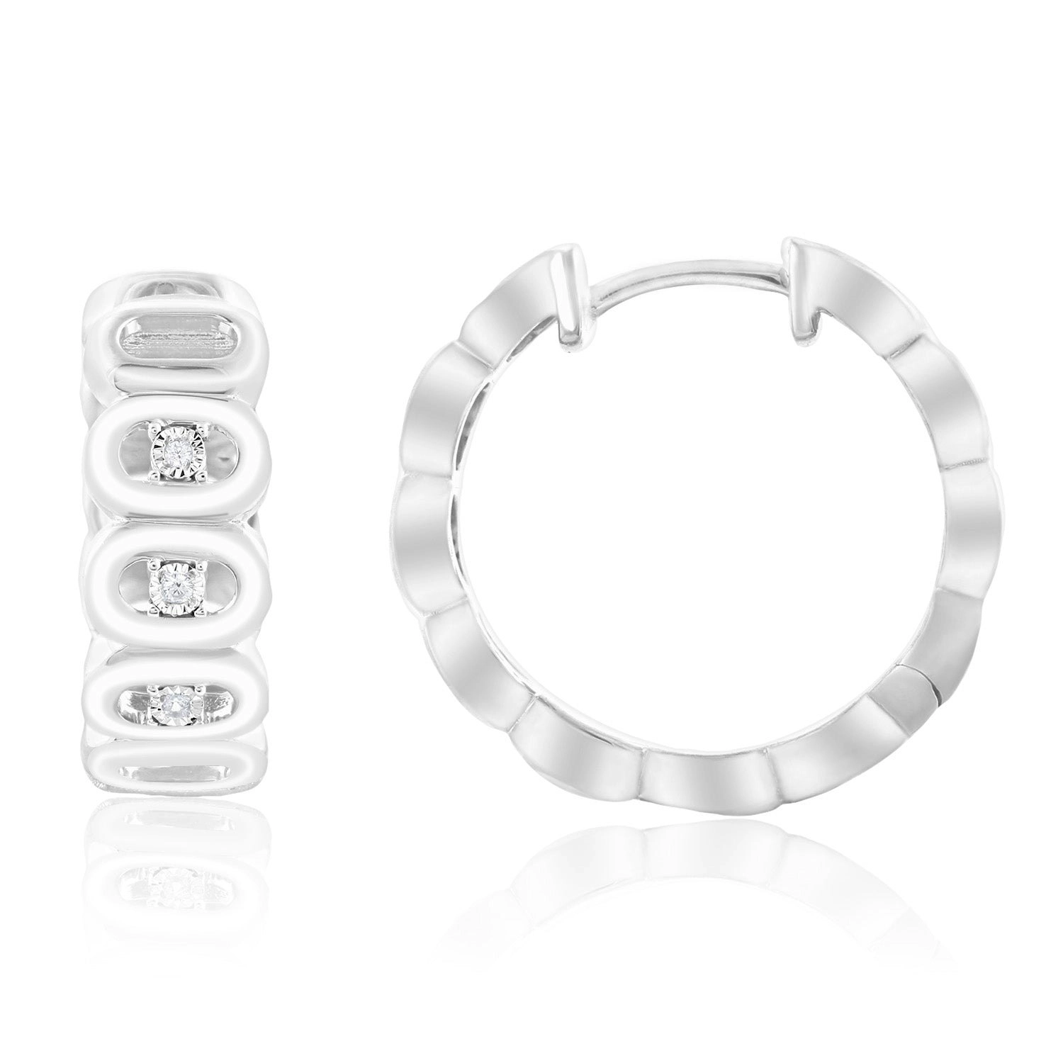 Sterling Silver Diamond Hoop Earrings