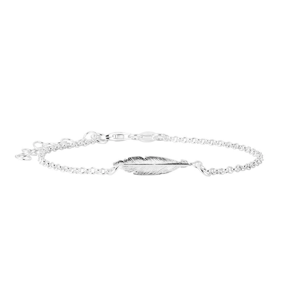 Sterling Silver Fancy Feather Bracelet 16+3cm