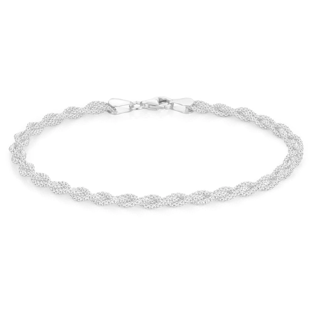 Sterling Silver 19cm Plait Bracelet