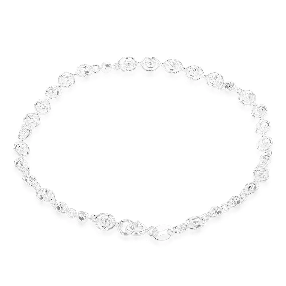 Sterling Silver 20cm Fancy Link and Ball Bracelet