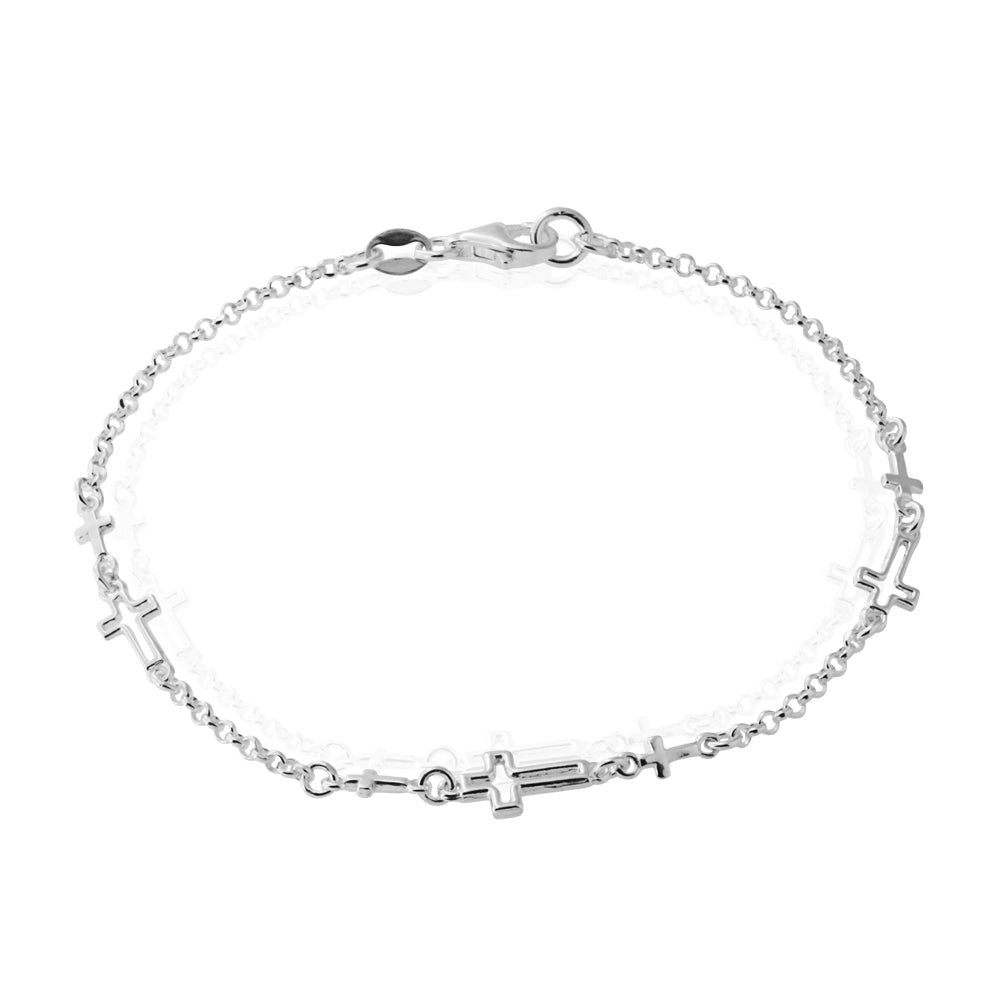 Sterling Silver 19cm Multi Cross Bracelet