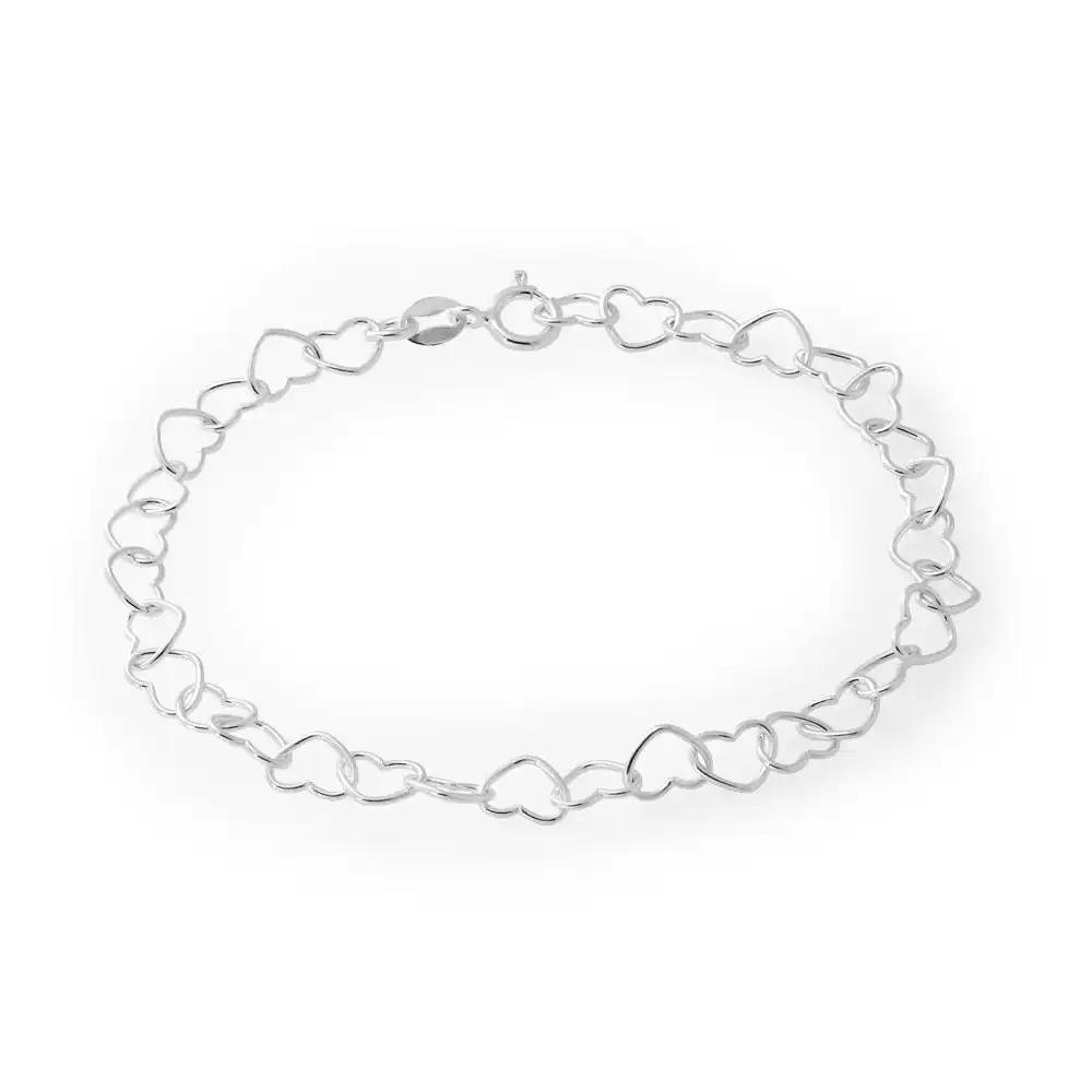 Sterling Silver Multi Heart Intertwined Bracelet