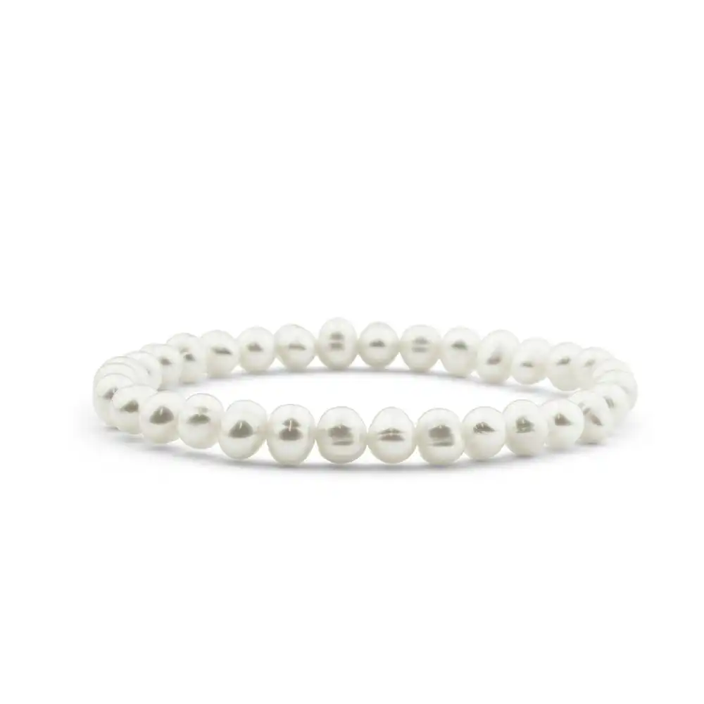 White Freshwater Pearl Stretch Bracelet