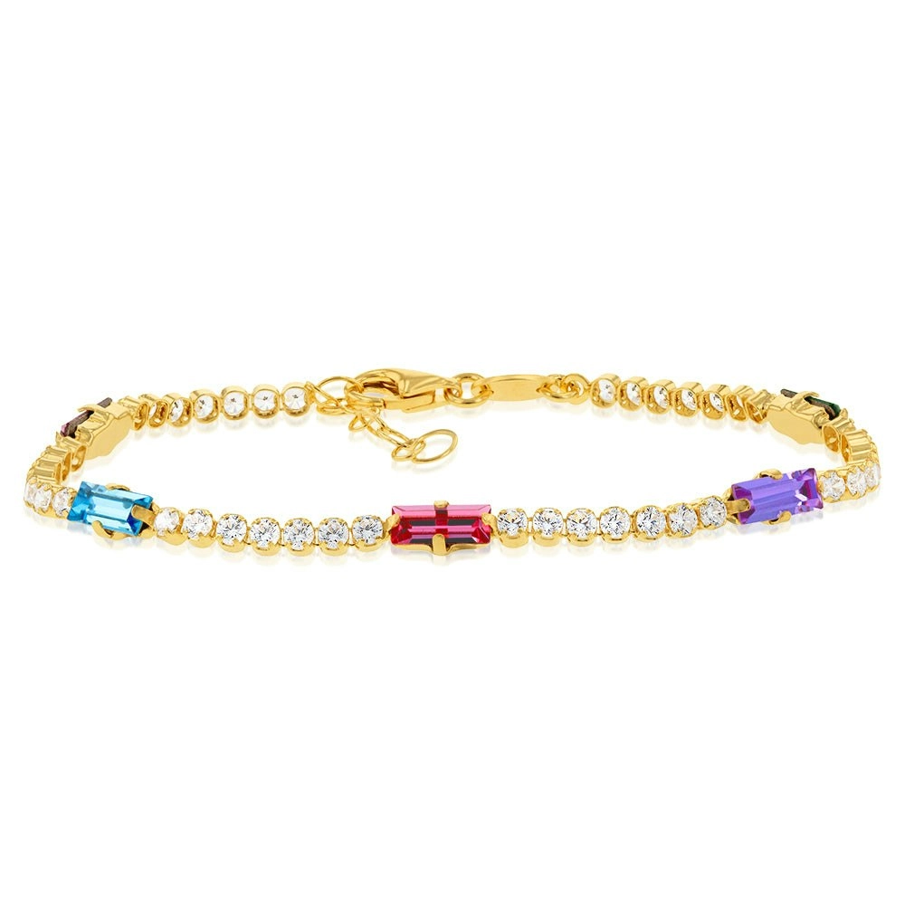 Sterling Silver Gold Plated Multicolour Beads 16+3cm Bracelet