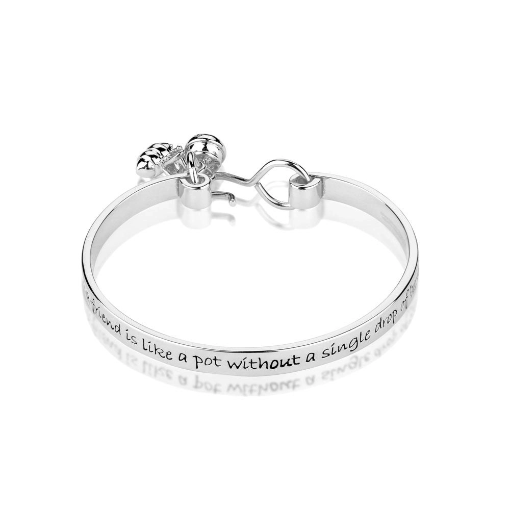 Disney White Gold Plated Winnie The Pooh 60mm Friendship Bangle