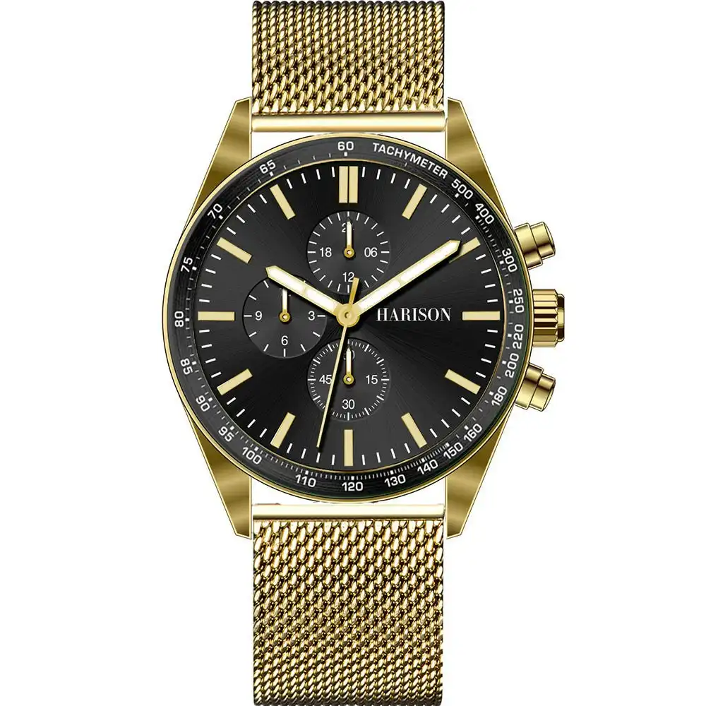 Harison Gold Mesh Mens Watch