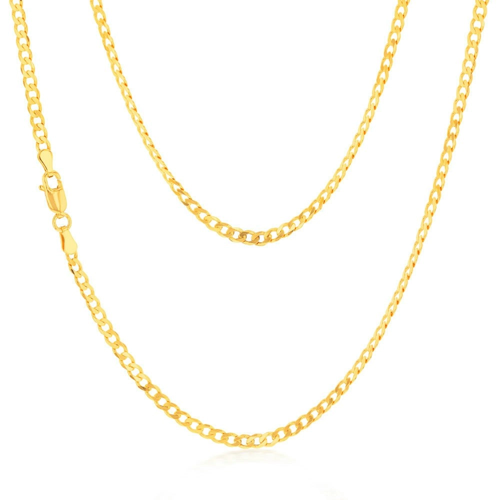 9ct Yellow SOLID Gold Curb Chain 80 gauge in 55cm