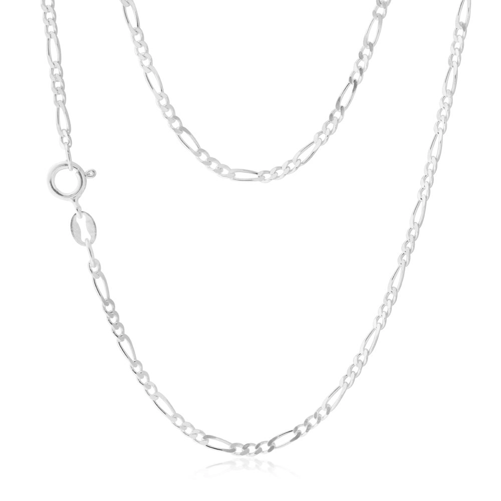 Sterling Silver Figaro 1:3 45cm Chain