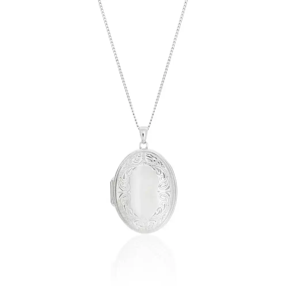 Sterling Silver Oval Engraved Locket