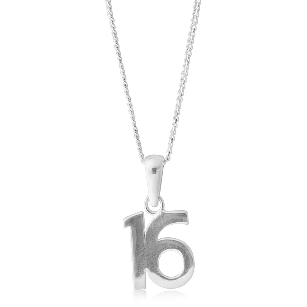 Sterling Silver Number 16 Pendant