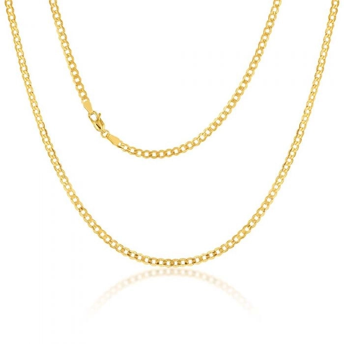 9ct Yellow Gold Silverfilled Super Flat Curb 80 Gauge 50cm Chain