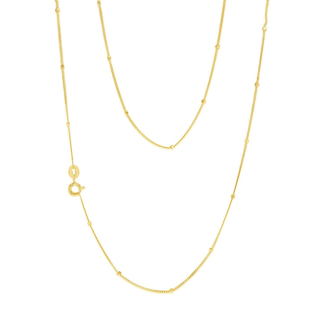 9ct Yellow Gold Curb With Diamond Cut Dieces 45cm Chain