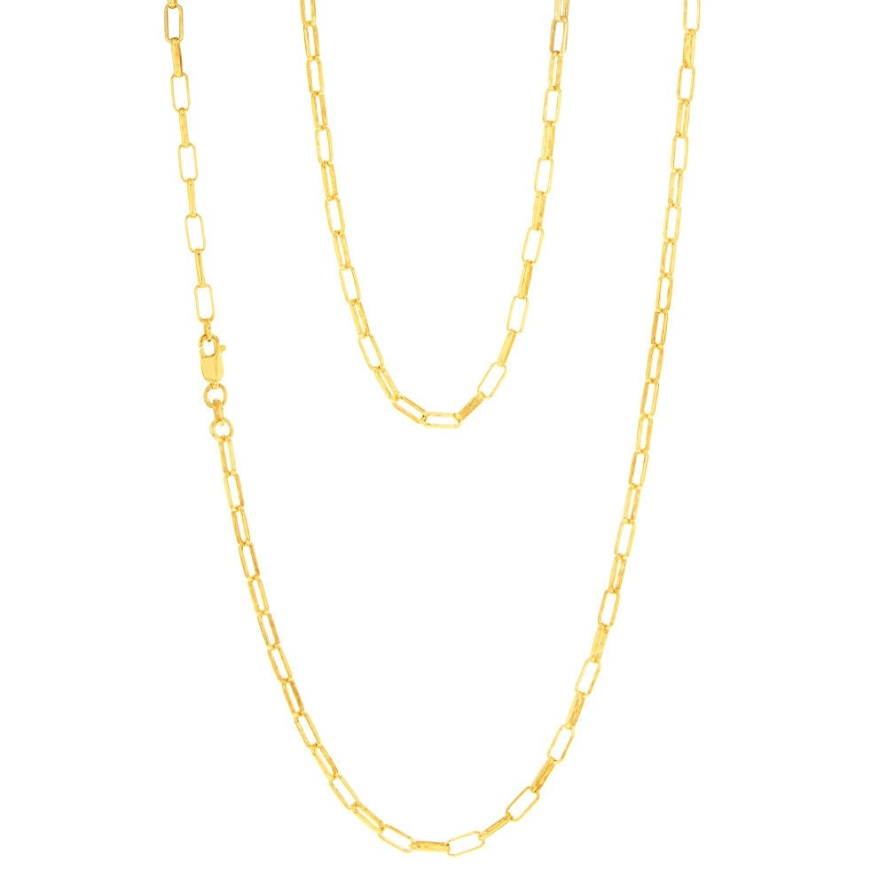 9ct Yellow Gold Silverfilled Small Paperclip 70cm Chain