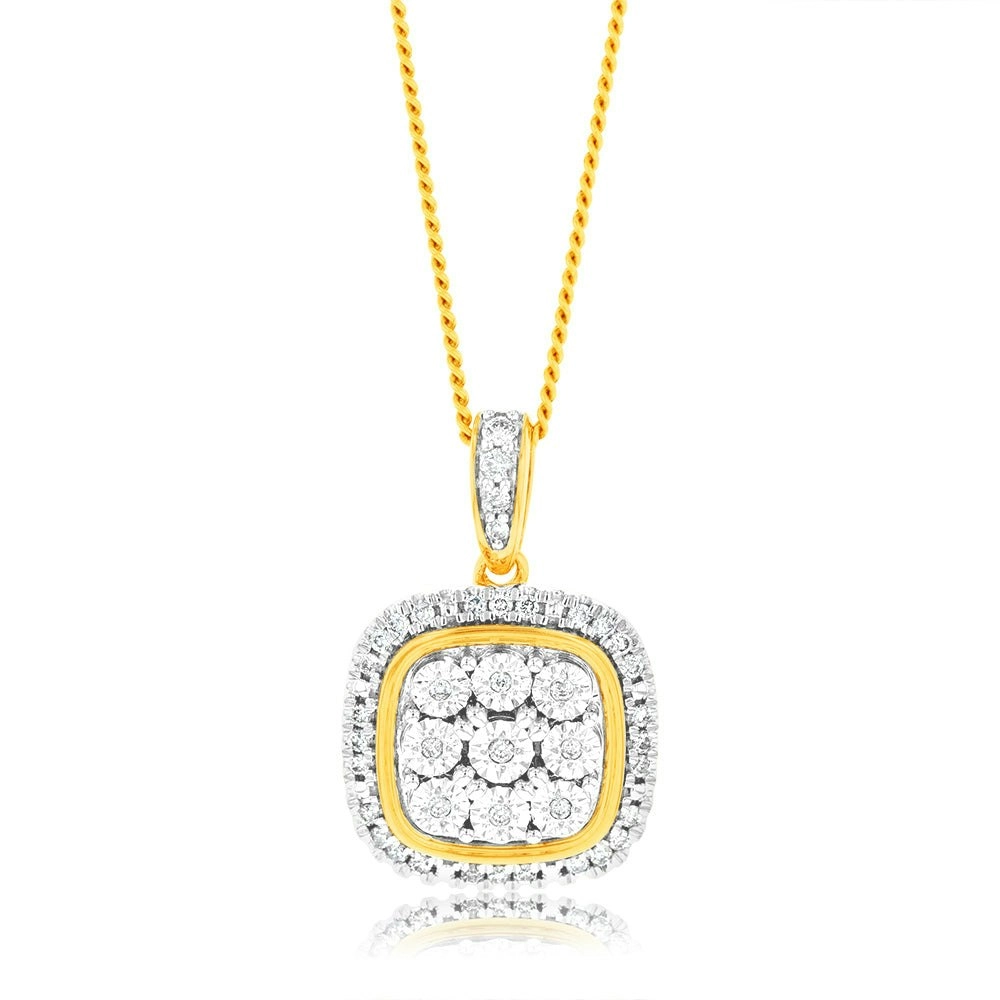 9ct Yellow Gold 1/6 Carat Diamond Pendant