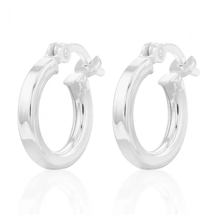 Sterling Silver Squared Sided Hoop Earrings