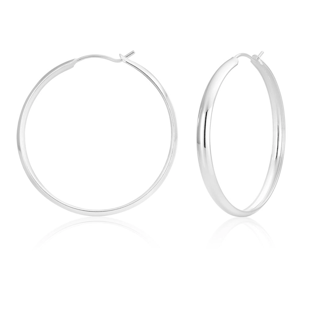 Sterling Silver 40mm Half Round Hoops