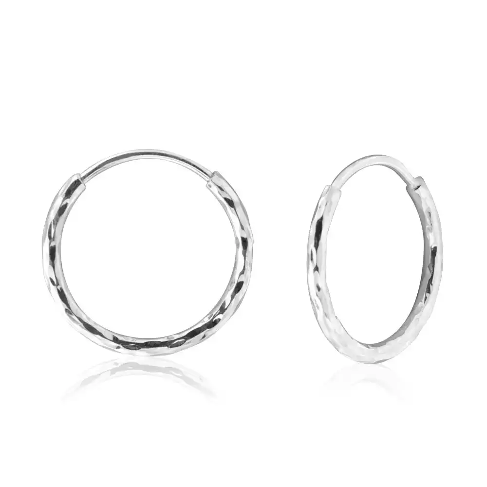 Sterling Silver 15mm Twist Hoop Sleeper Earrings