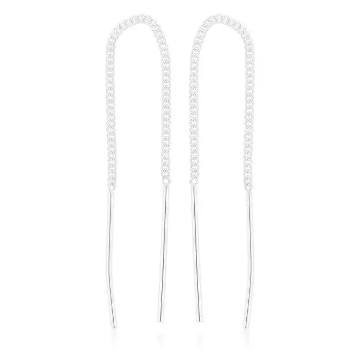 Sterling Silver Bar Drop Threader Earrings