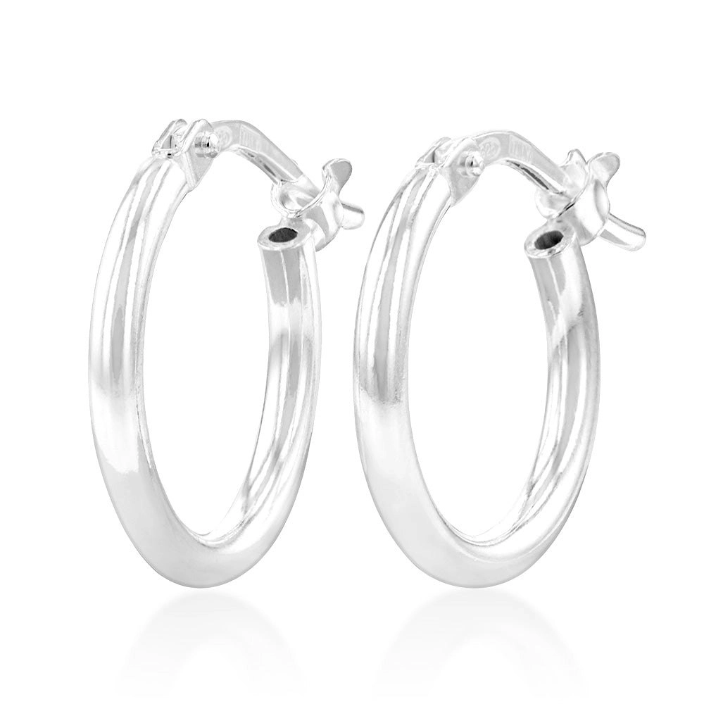 Sterling Silver Plain 10mm Hoop Earrings