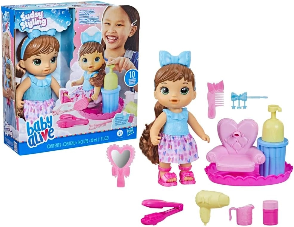 Baby Alive Sudsy Salon Brown Hair 30cm