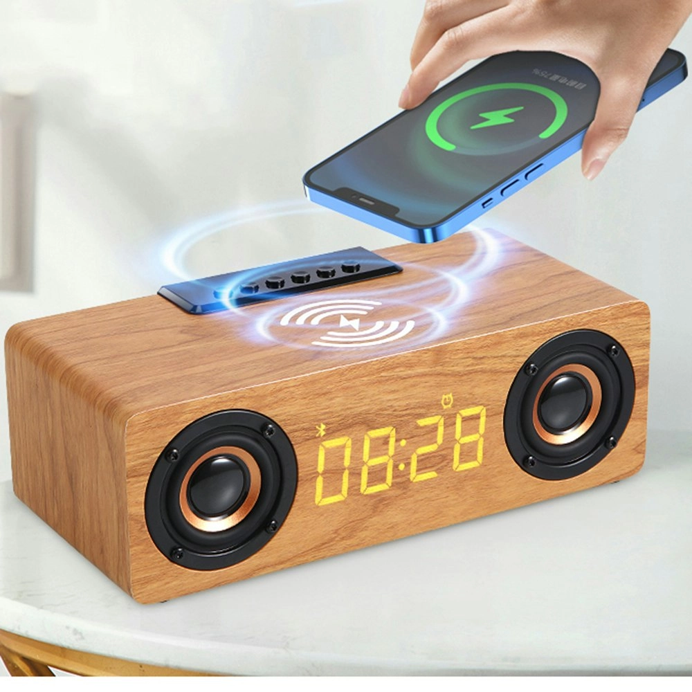 Multi-function Wooden Wireless Bluetooth Speaker LED Alarm Clock