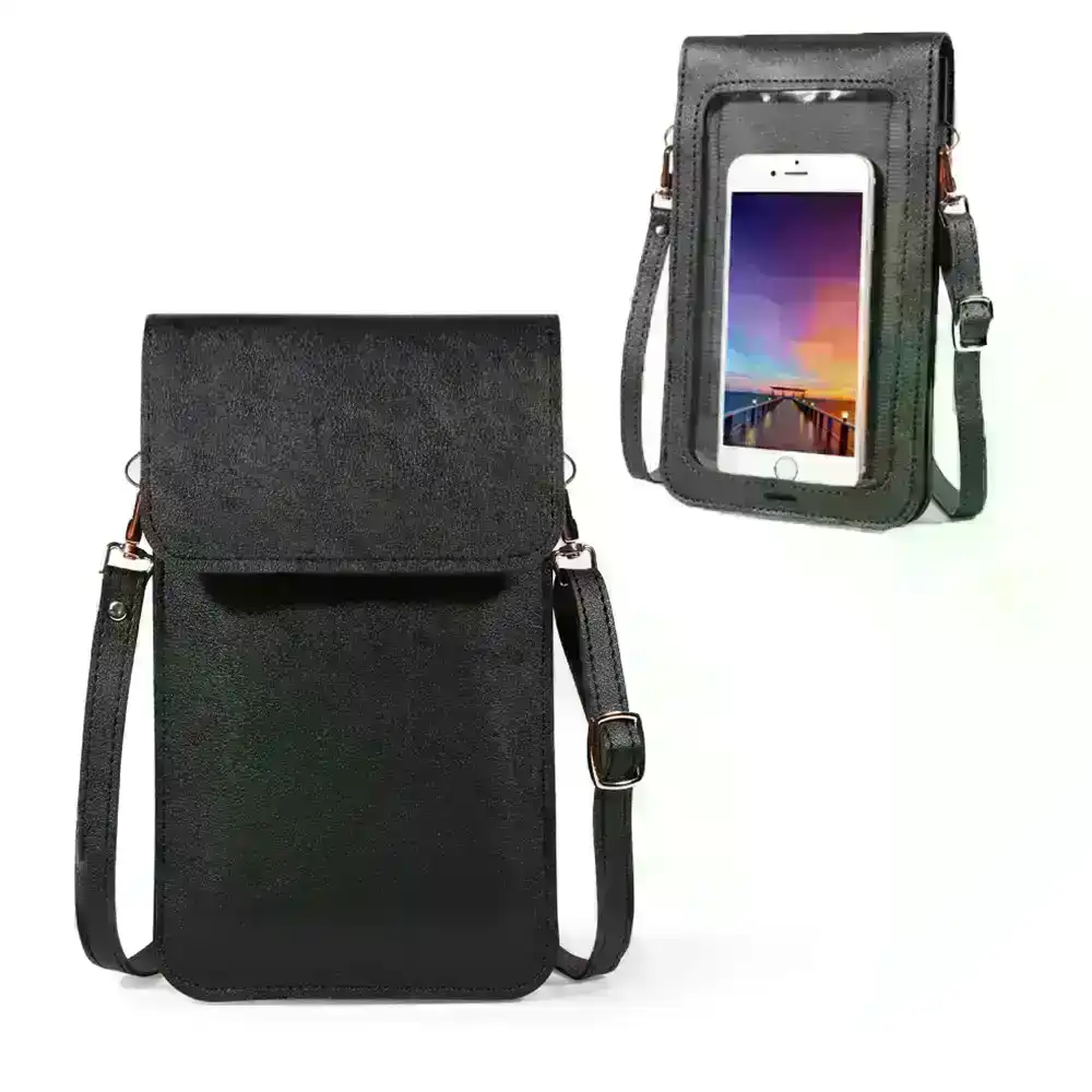 Women Touchscreen Crossbody Bag Waterproof Phone Purse Bag With Clear Window