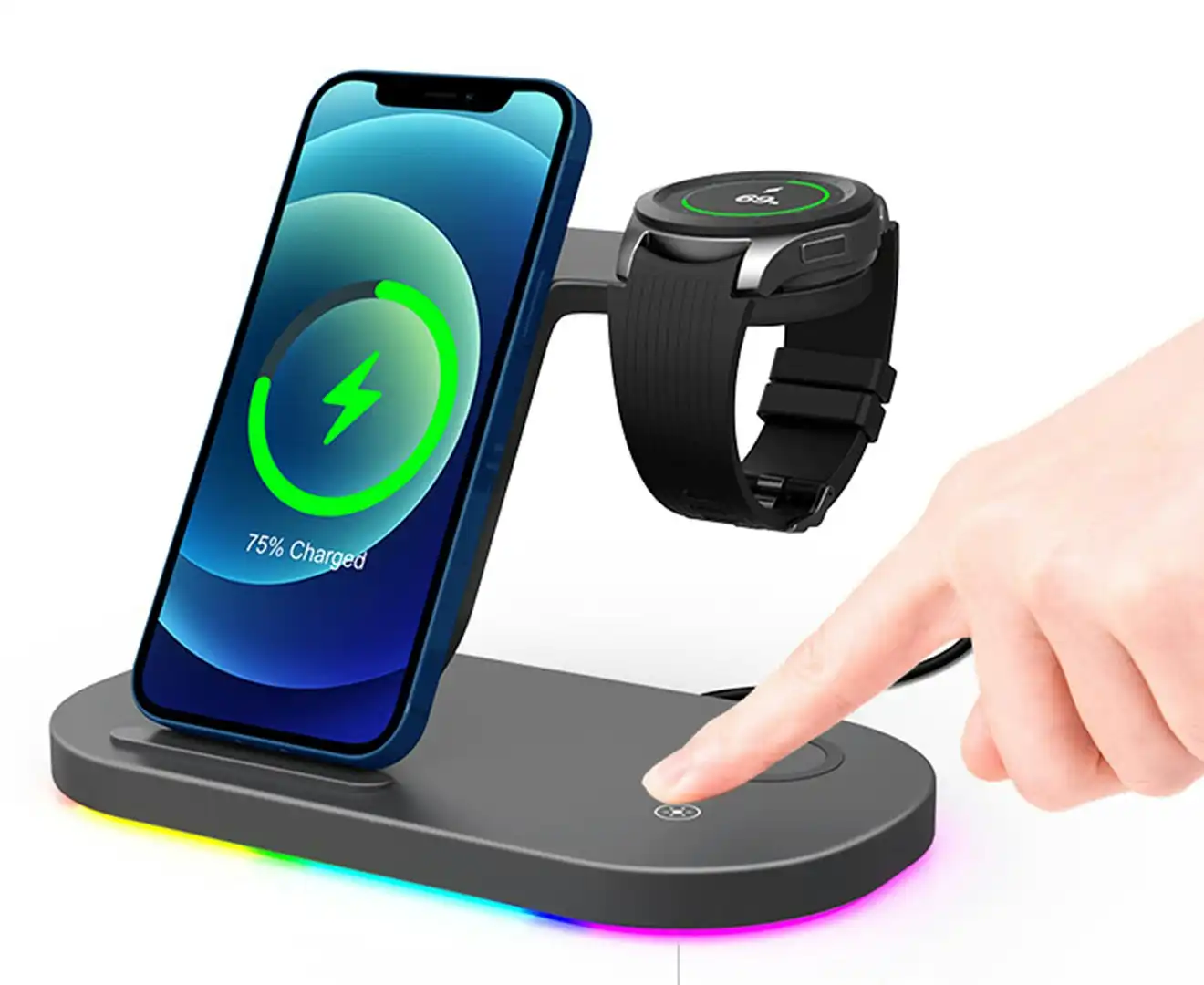 3 in 1 Wireless Fast Charging Dock-Black