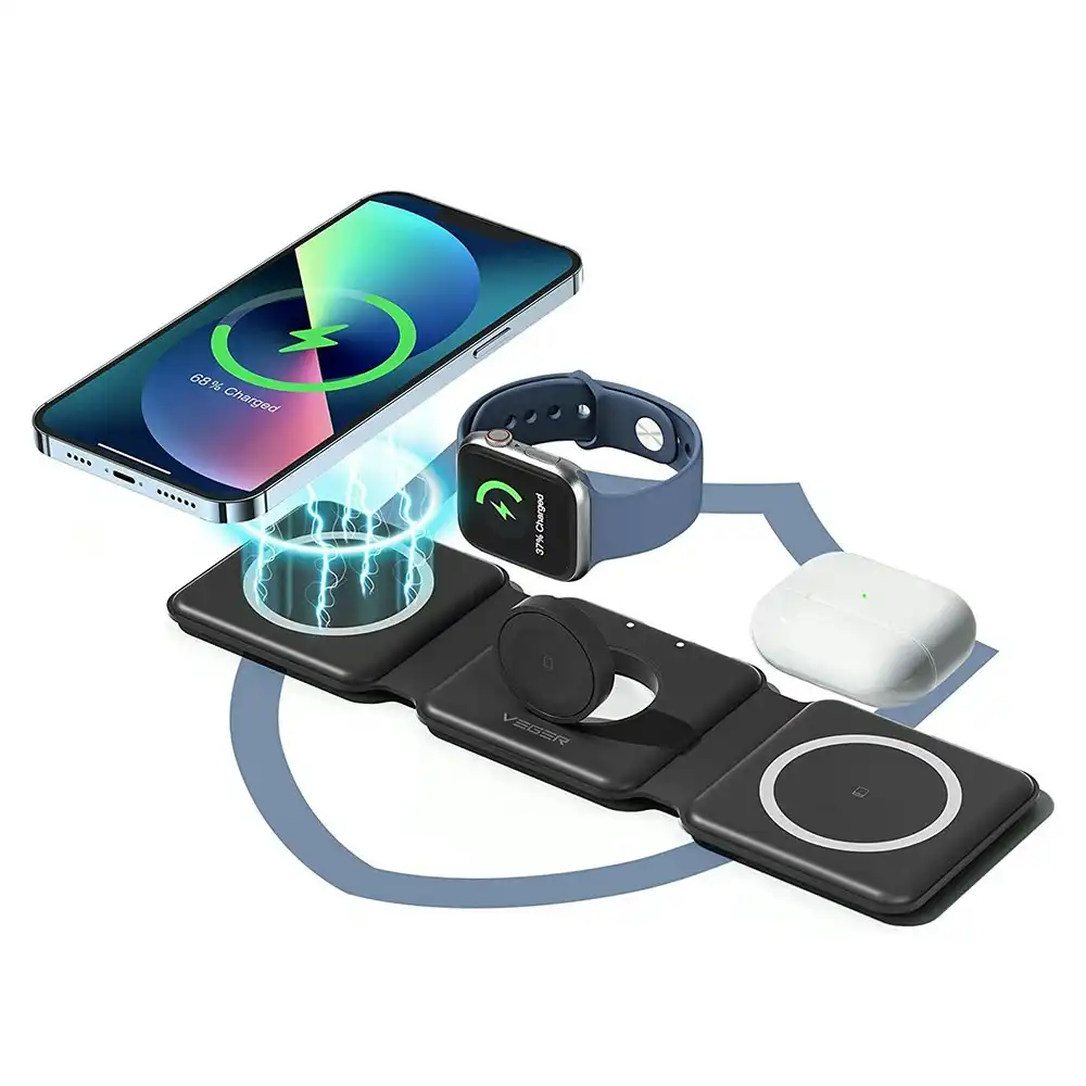 3 in 1 Wireless Charging Station Travel Charger for iPhone AirPods And iWatch