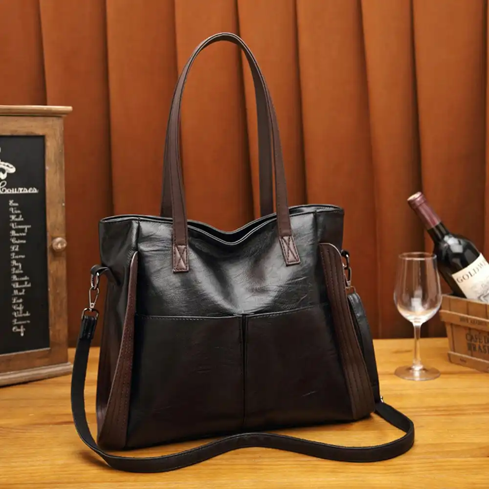 Large Capacity Handbags Soft Leather Shoulder Crossbody Bag Retro Tote Handbag