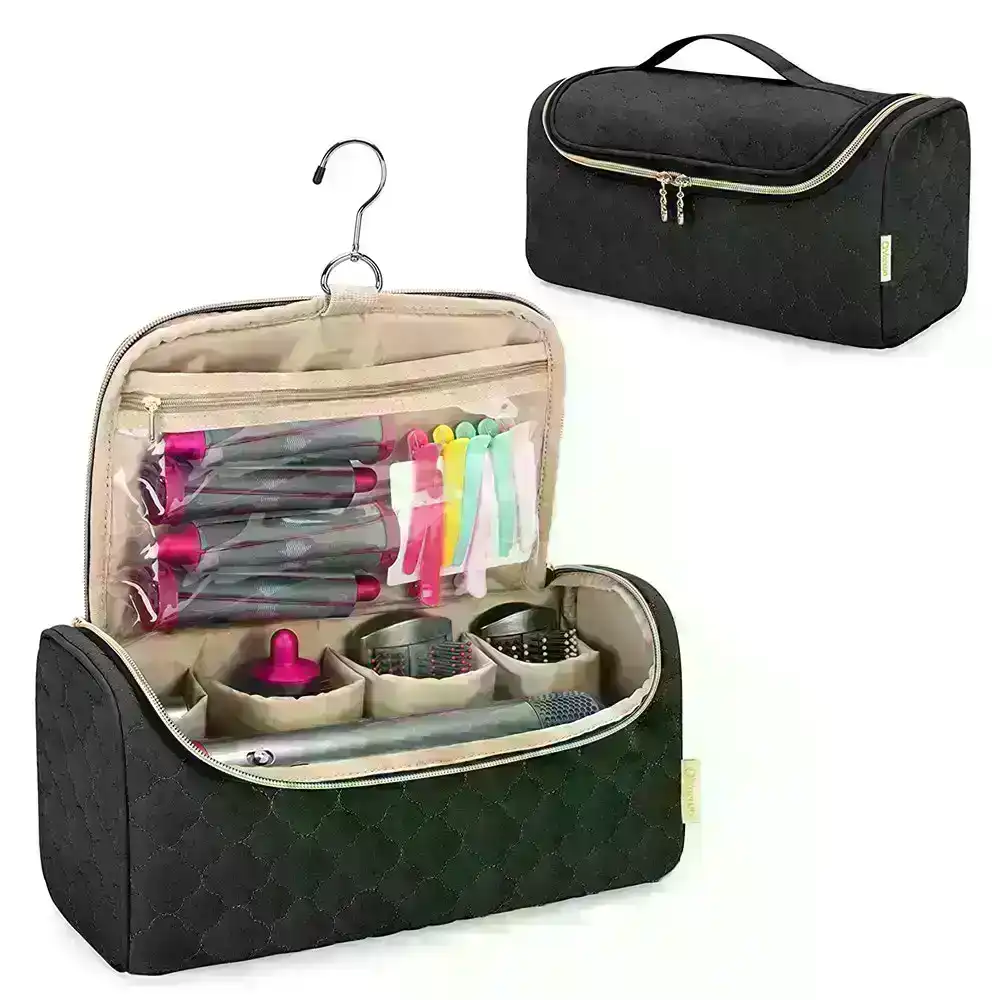 Portable Storage Bag with Hanging Hook for Hair Curler Accessories