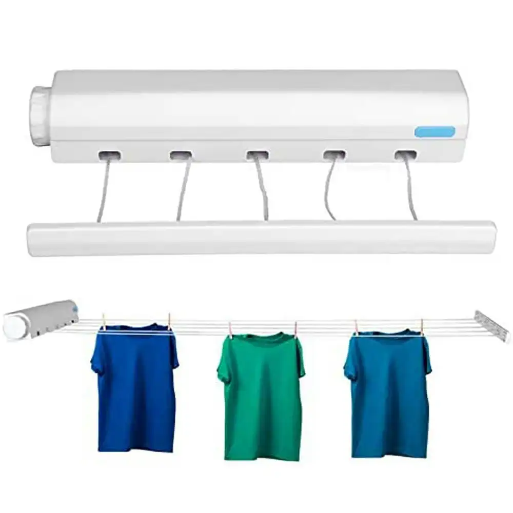 5-Line Retractable Clothesline Wall Mounted Clothes Line Clothes Hanging Line