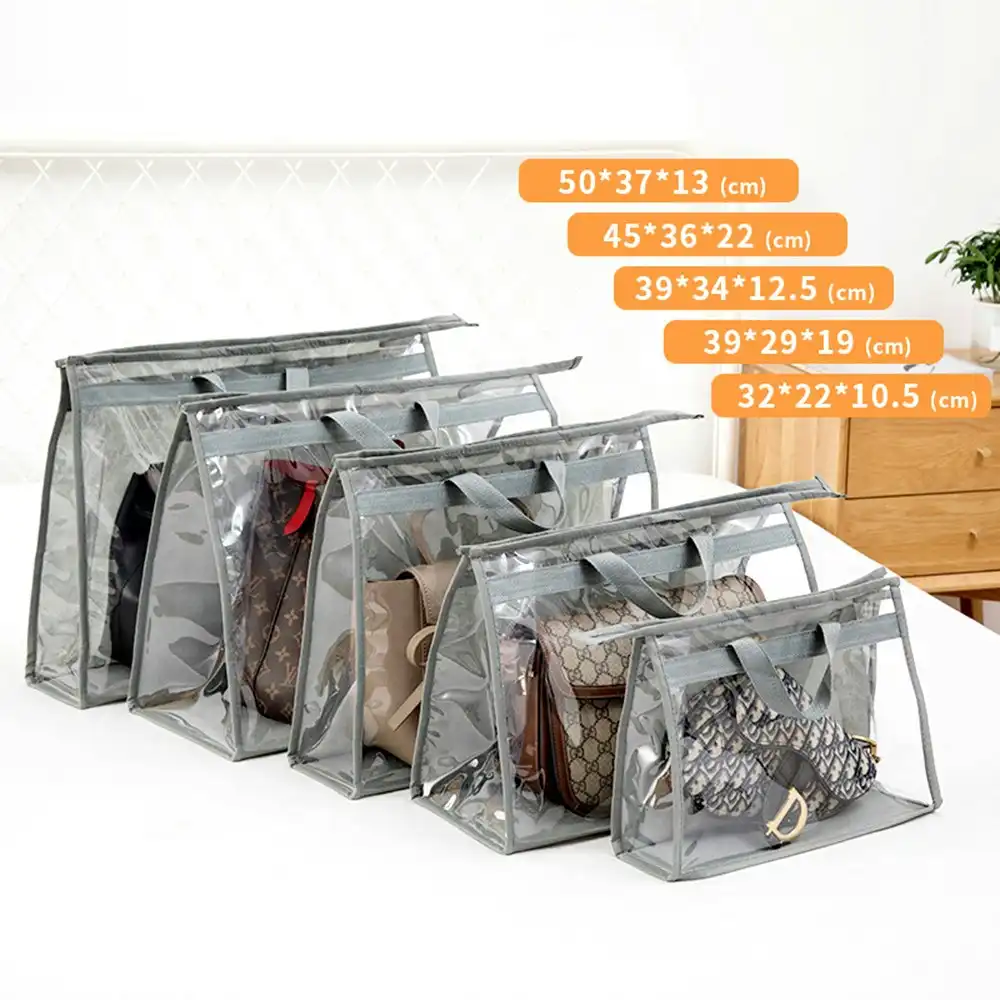 5 Pack Dust-Proof Transparent Handbag Storage Bags Purse Organizer