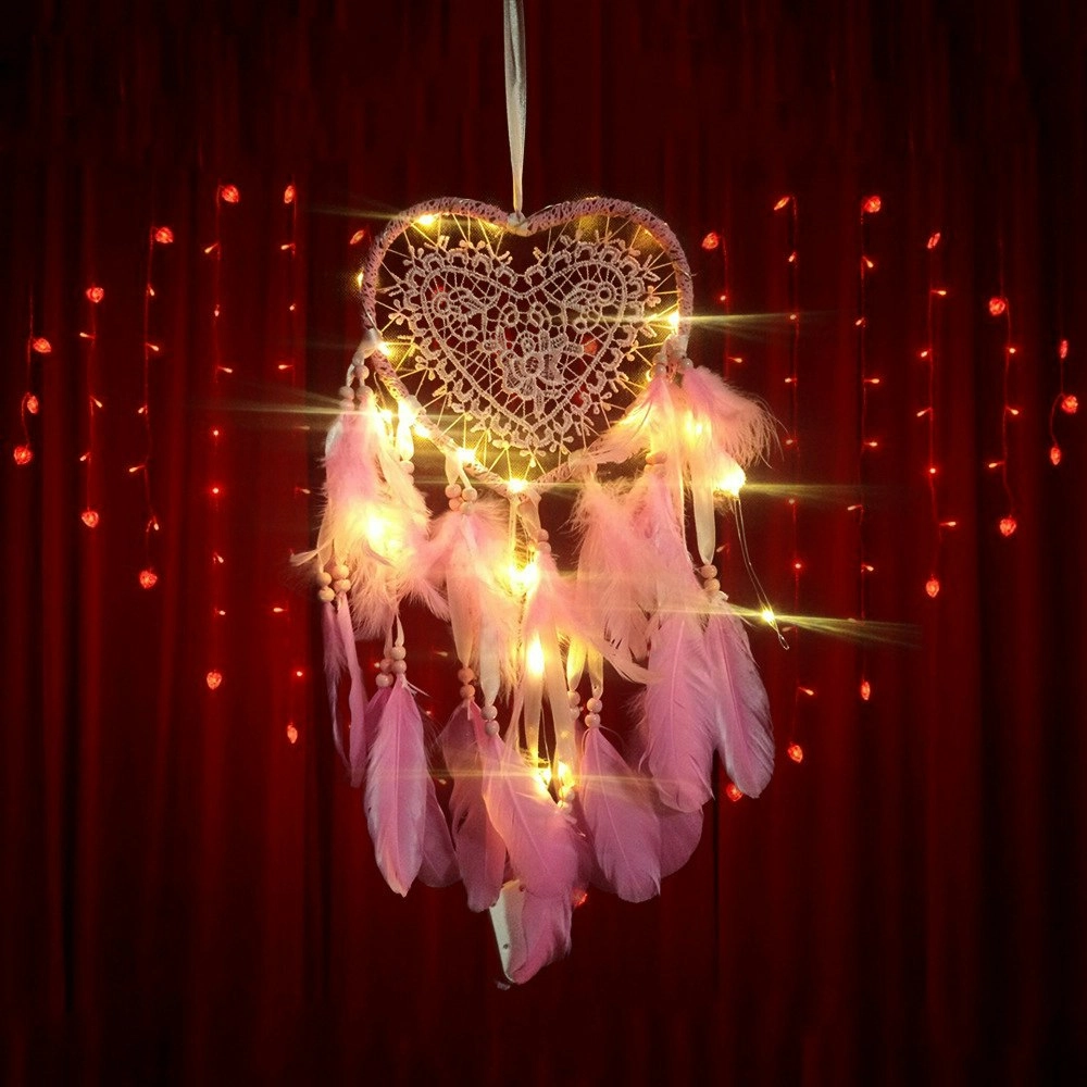 LED Light Dream Catcher with Feathers Handmade Light Up Dream Catchers