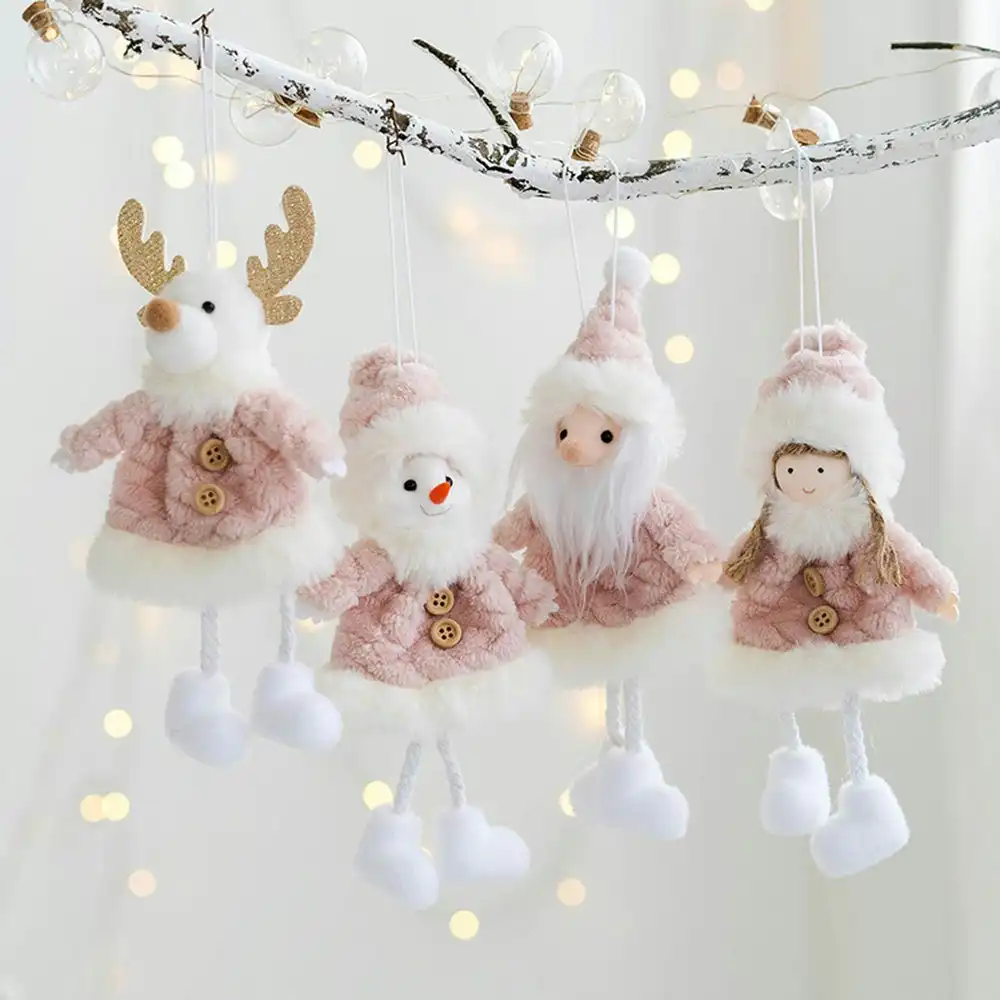 4Pcs Christmas Exquisite Decorative Adorable Xmas Angel Girl Snowman Plush Doll