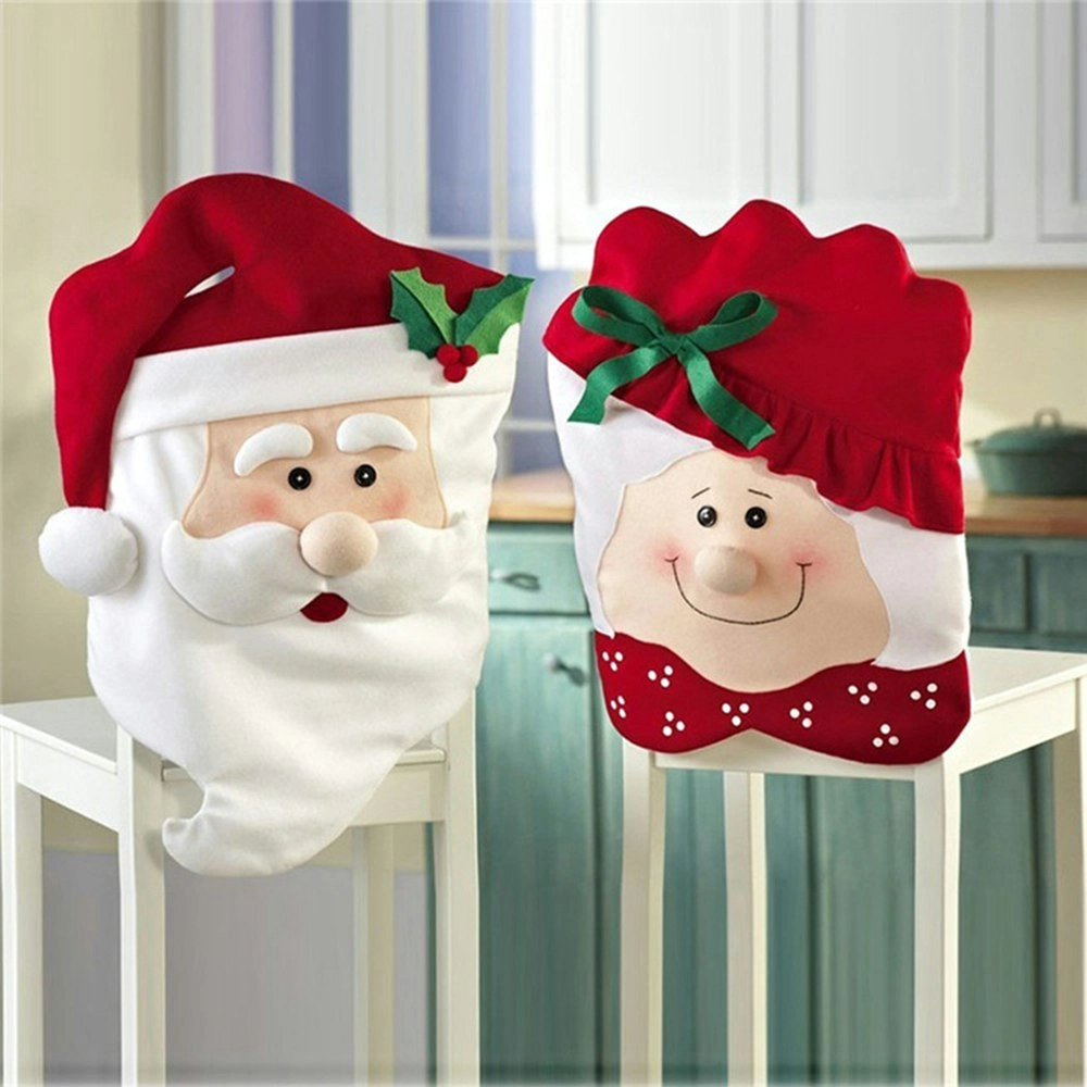 2 Pack Christmas Chair Covers Decor Santa Claus Christmas Chair Back Covers