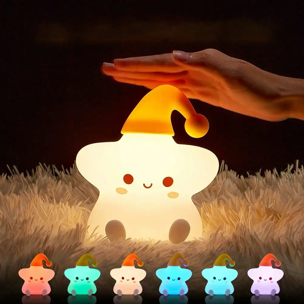 Cute Stars Night Light Colorful Silicone Night Light for Baby Room Decor
