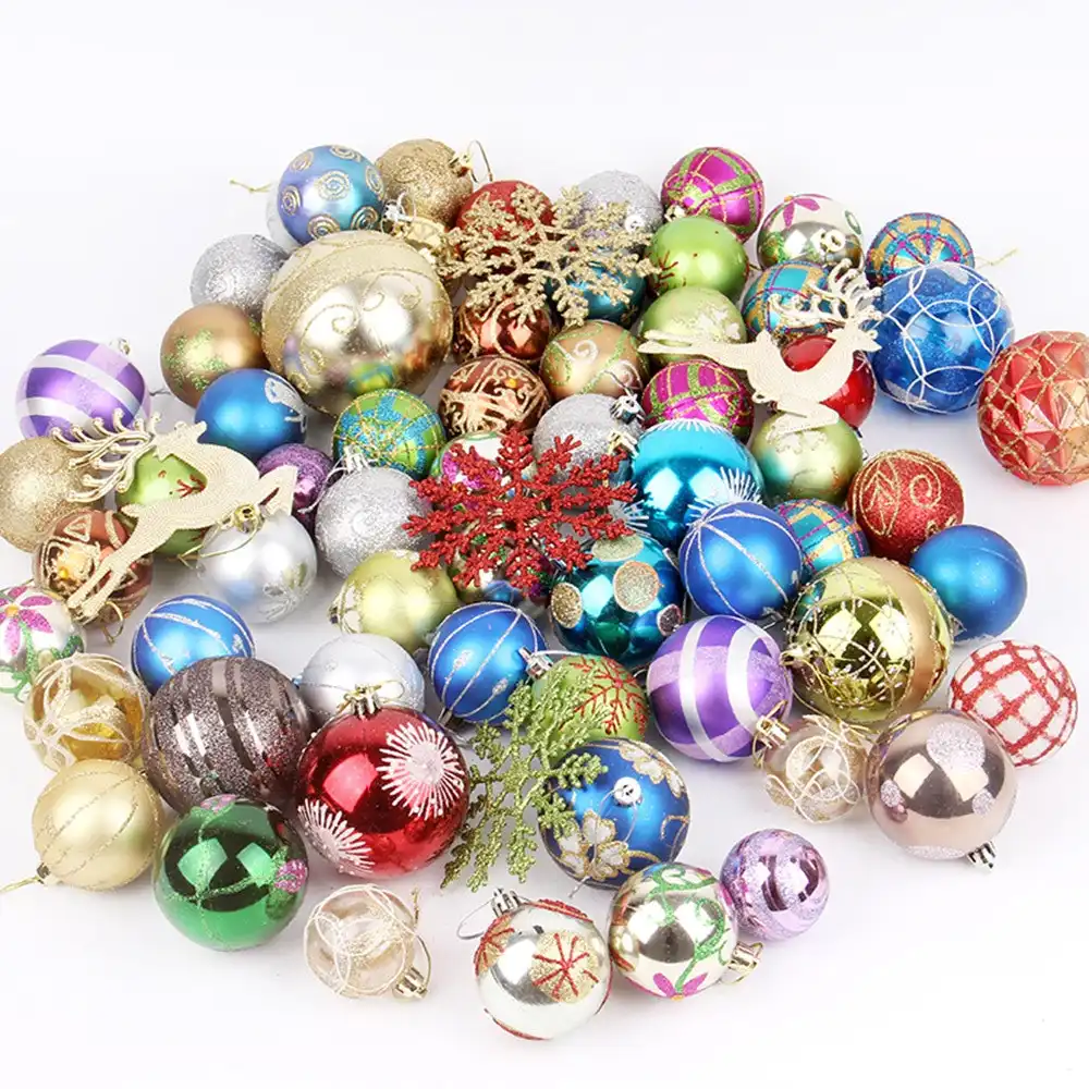 60-70 Pcs Christmas Ball Ornaments Christmas Tree Decorations with Hanging Rope