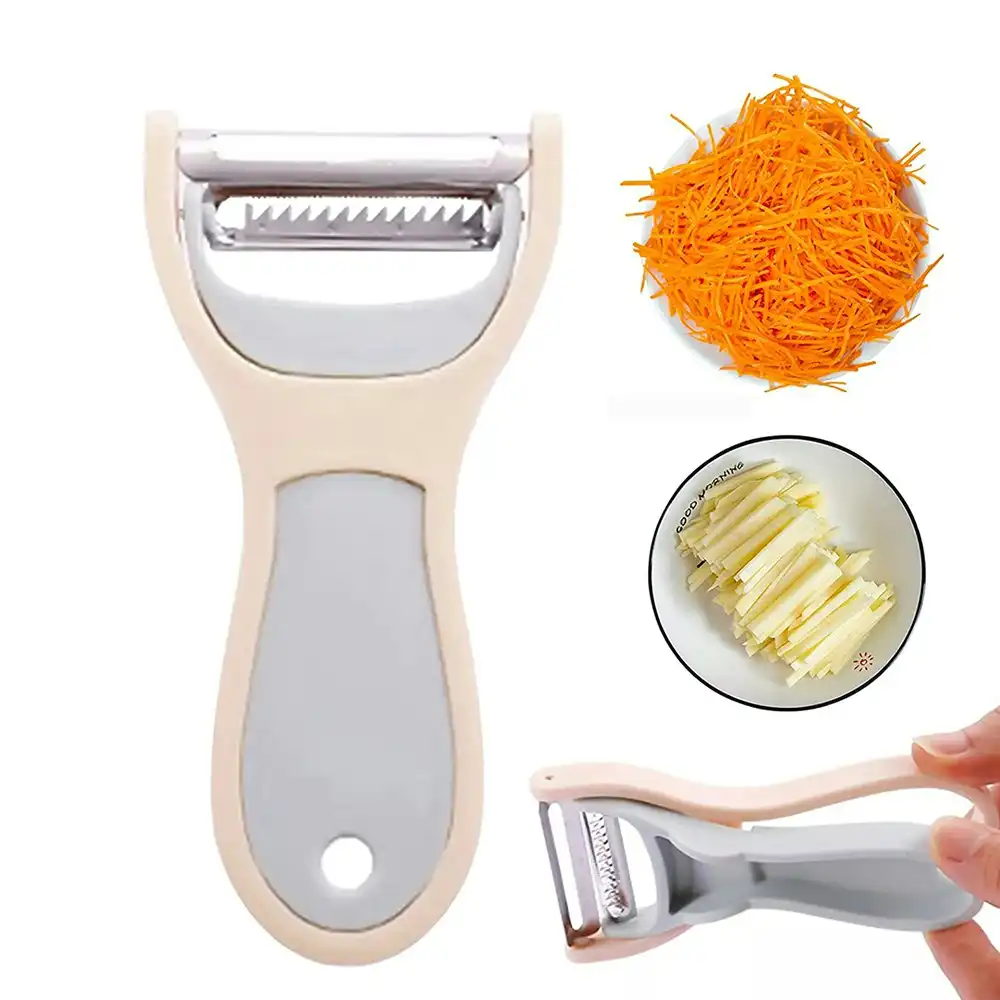 2-in-1 Kitchen Multifunction Julienne Peeler Stainless Steel Serrated Shredder