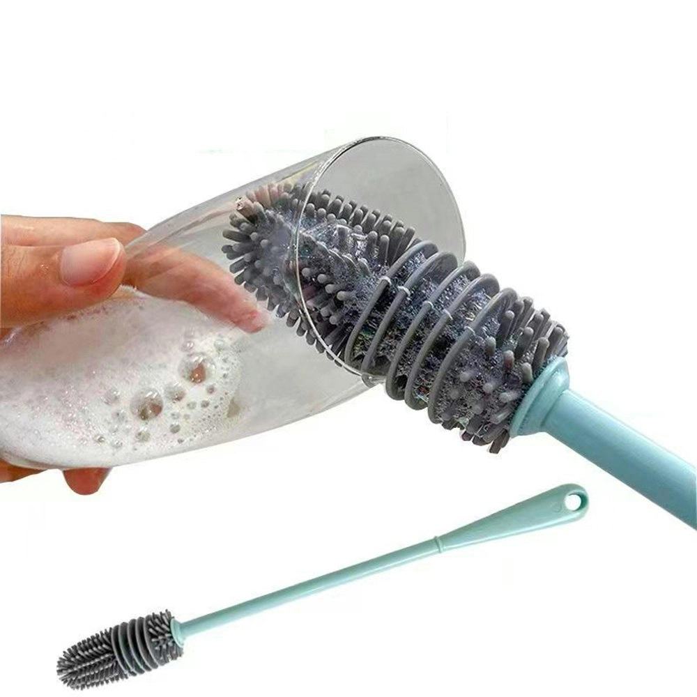 3 Pcs Silicone Milk Bottle Brush Cup Scrubber Glass Cleaner Long Handle Brush