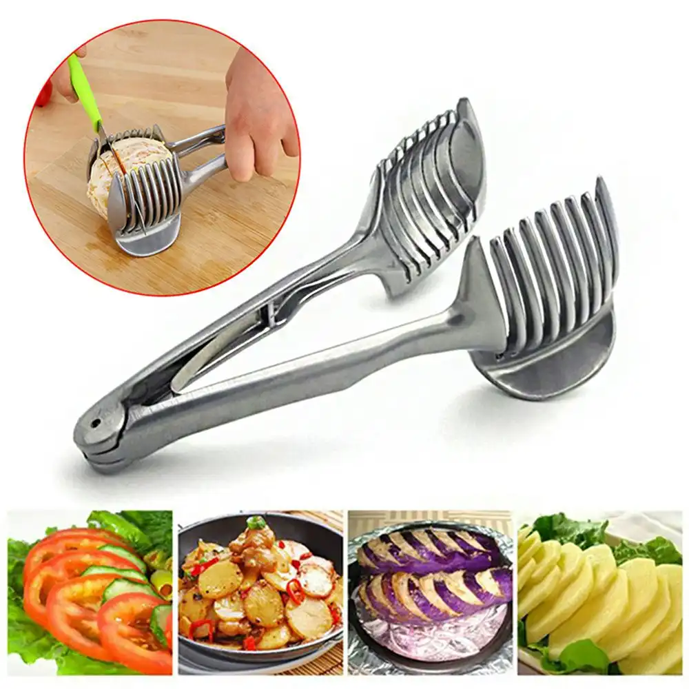 Aluminum Alloy Lemon Tomato Slice Clamp Vegetable Fruit Cutter Shredders