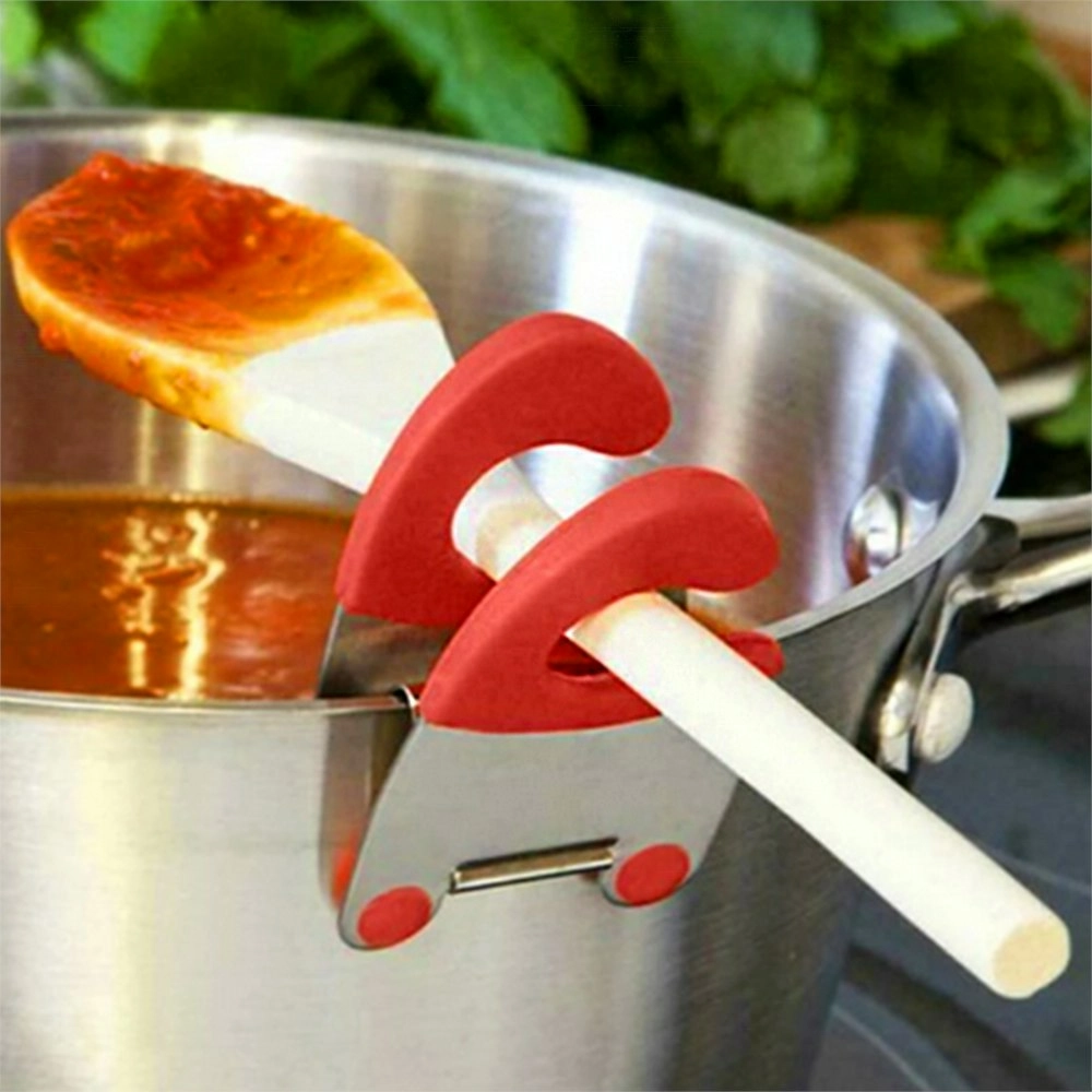 2Pcs Stainless Steel Pot Side Clips Anti-scalding Spoon Holder