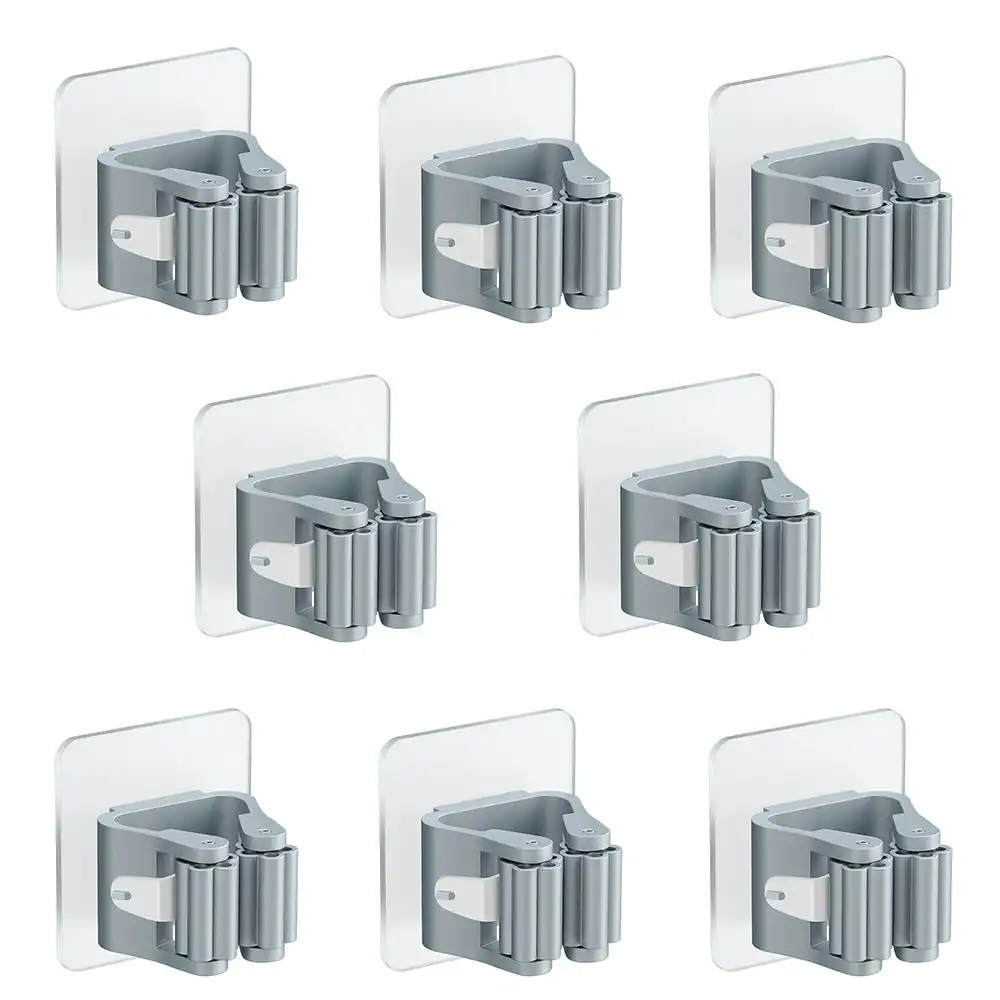 8Pcs Punch-Free Mop Clip Bathroom Storage Rack Kitchenware Storage Hook