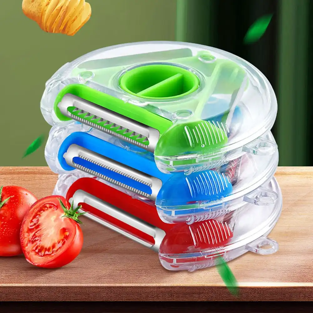 Multifunctional Fruit & Vegetable Cleaning Brush Peeler Three-in