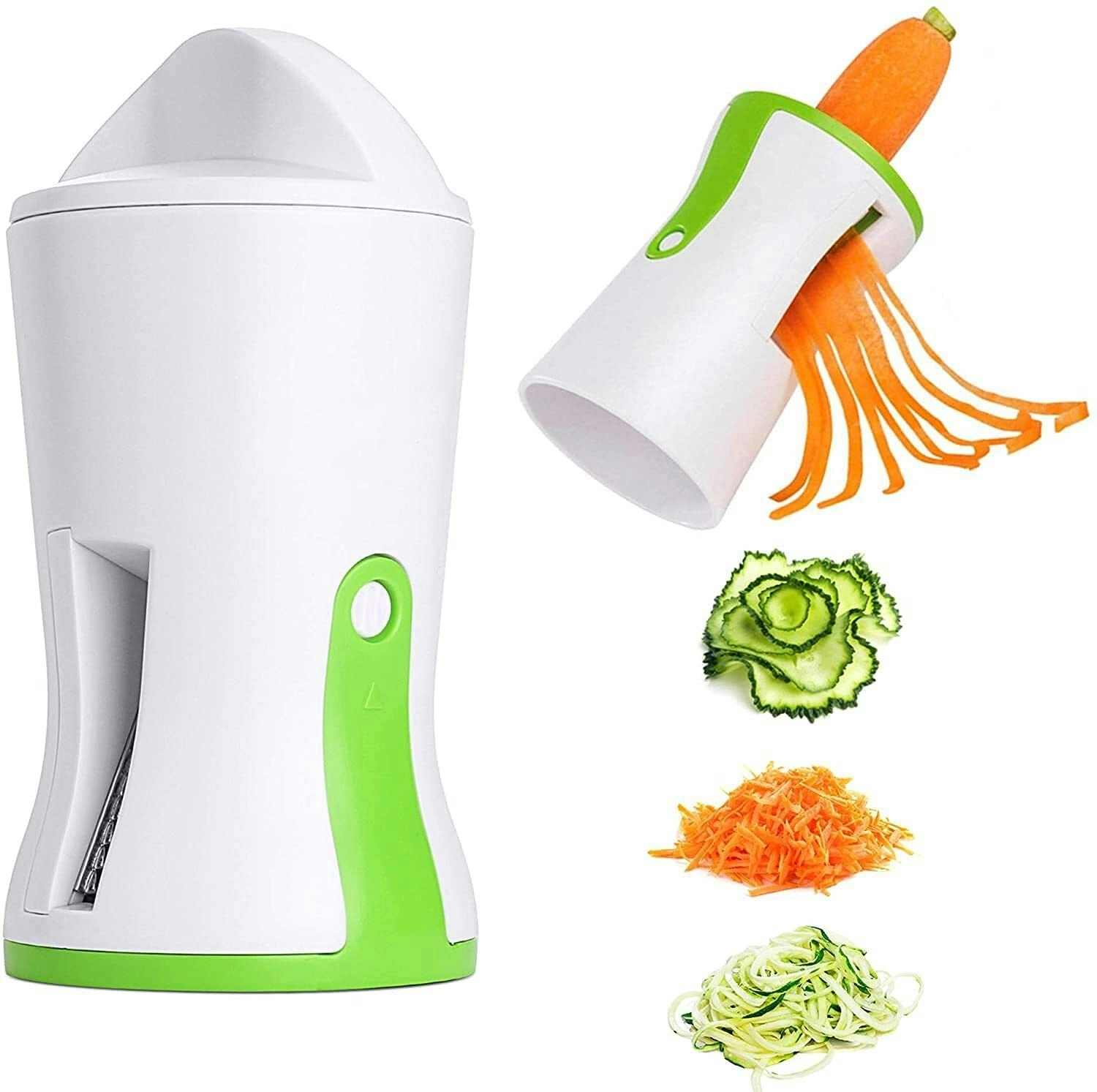 Portable spiralizer vegetable slicer with 3 different types of blades swirls