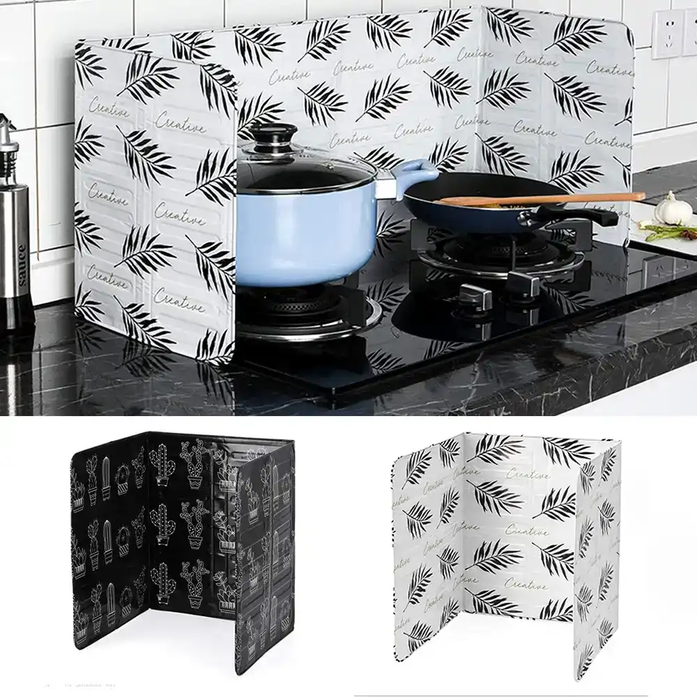 2 Pcak Foldable Kitchen Gas Stove Baffle Plate Kitchen Frying Pan Oil Splash Protection Screen