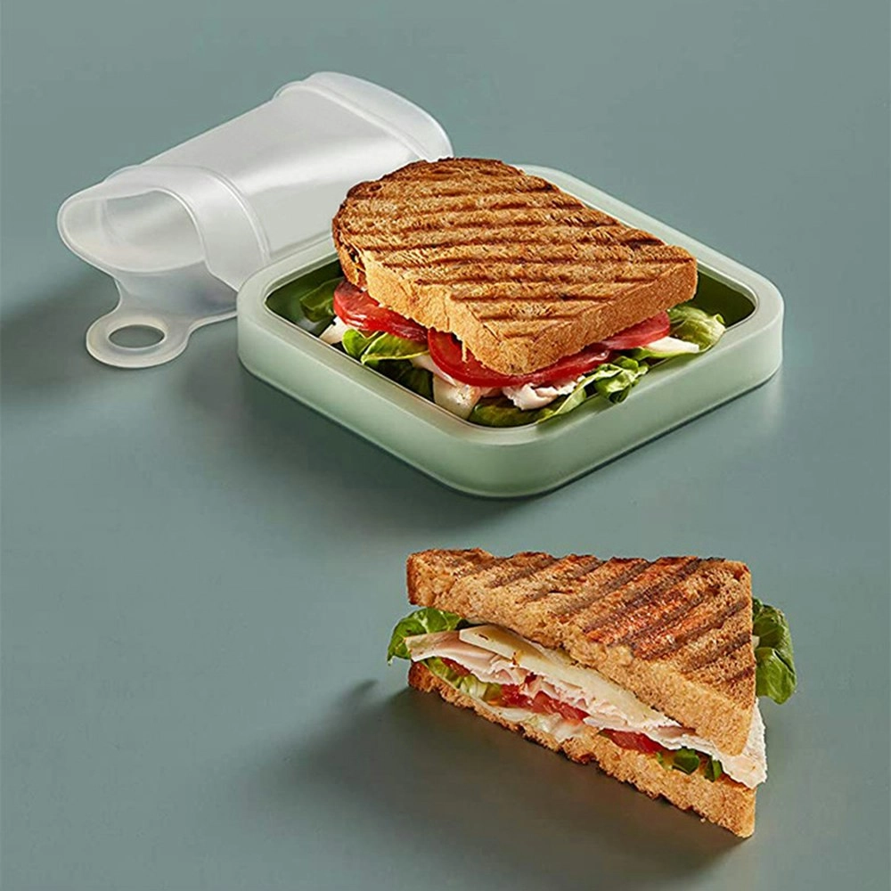 3Pcs Portable Sandwich Bento Box Silicone Sandwich Case Breakfast Lunch Box